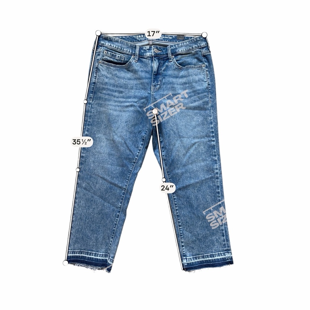 Torrid NWT Perfect Boyfriend Ankle Jeans Stretch Size 12 Medium Wash Raw Hem - Picture 3 of 6